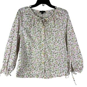 J Crew Long Sleeve Floral Top Woman's S Cotton Peasant Romantic Boho